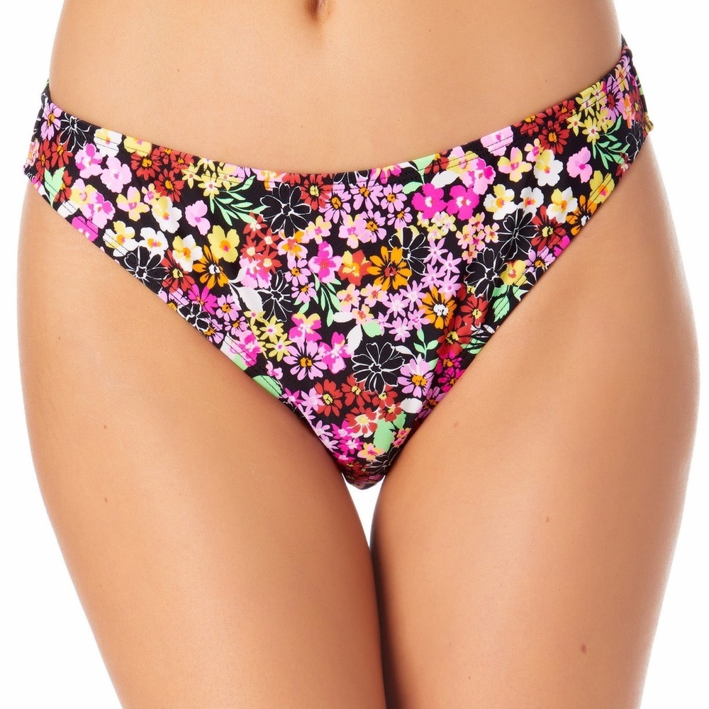 California Waves Swim Juniors sz M Medium Black‎ flower purple Bathing Suit